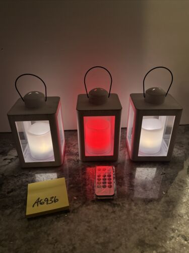 Home Reflections S/3 White Mini Lanterns 12 Color Changing Candle Christmas - Picture 4 of 18