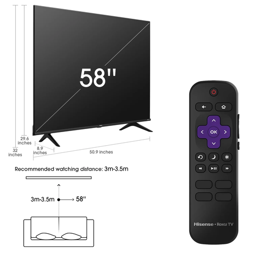 58" 4K UHD Roku Smart TV with HDR - R6 Series 58R6E3 - Picture 2 of 12