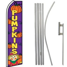 Pumpkins Purple Swooper Super Flag  16ft Flagpole Kit / Ground Spike