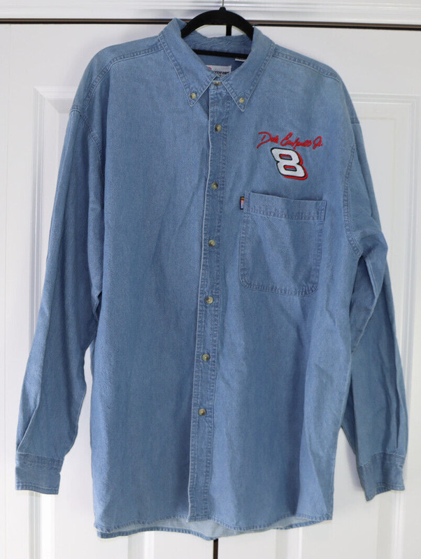 Competitors View Men's X-Large XL Dale Earnhardt Jr. #8 Racing Denim Button Up Competitors View Men's X-Large XL Dale Earnhardt Jr. #8 Racing Denim Button Up