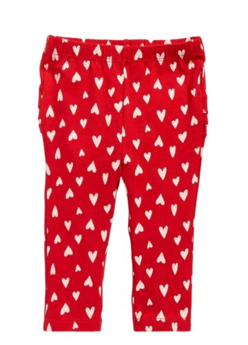 Old Navy Baby Size 12-18 Months ~ Red Hearts Ruffle Back Leggings .. NWT - Picture 2 of 3