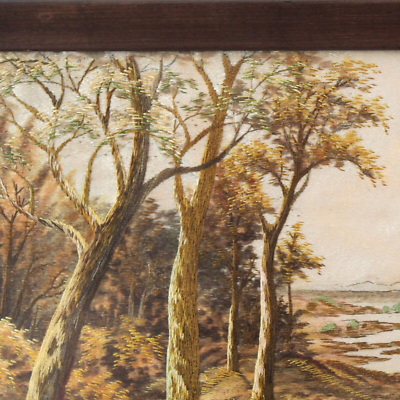 ヴィンテージのプリント絵画 Vintage 1950's Japanese Silk Embroidery Picture Landscape