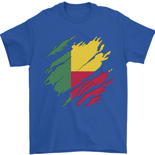 Torn Benin Flag Beninese Day Football Mens T-Shirt 100% Cotton - Picture 48 of 111