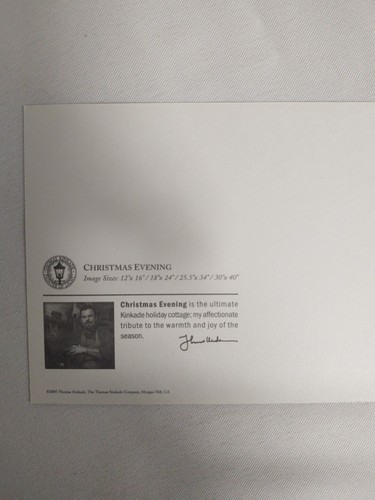 Christmas Evening By Thomas Kinkade In 7 1/4 x 5 1/4 Tabletop/Wall Black Frame  - Picture 3 of 5