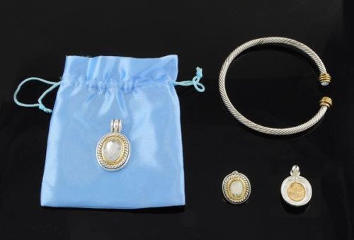 COLGANTE, ARIETAS,Y BRAZALETE DE DE ACERO QUIRÚRGICO CON BRILLANTE CIRCONIO - Imagen 1 de 2