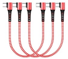 3Pk 1ft 90  RED USB C Short Cable FAST Charge Cord for Samsung S25 S24 A15 ZFold