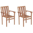 NNEVL Stackable Garden Chairs 2 pcs Solid Teak Wood