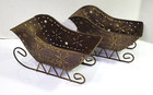 Pier 1 Imports Metal Rustic Sleigh 9"x5”x4” Christmas Decor w/ Star Cutouts (2)