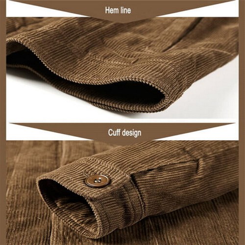 Hombres Sherpa Forrado Algodón Carga Trabajo Invierno Informal Abrigos Pana Camionero Chaqueta - Imagen 9 de 16