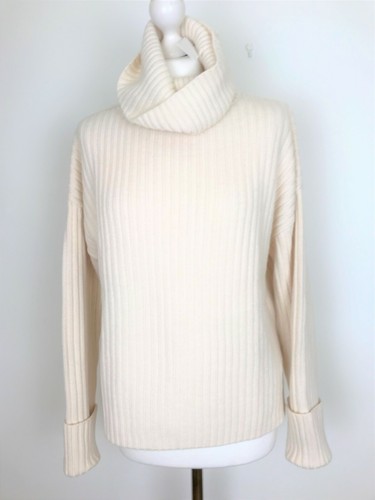 CALVIN KLEIN Wool-Blend Ribbed Roll Neck Jumper, Cream - SMALL/ MEDIUM RRP£200 - Picture 6 of 12