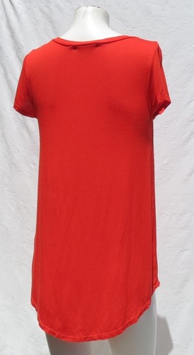 CHRIS & CAROL Women’s USA S Bright Red Rayon Jersey Cap Sleeves Tee Shirt Top - Picture 2 of 6