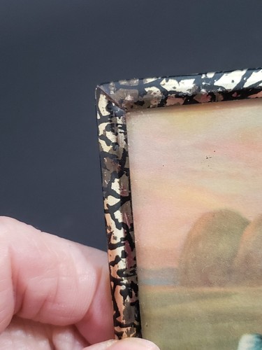 Vintage Miniatur Metallrahmen Kunst 60er-70er Jahre ''The Gleaners'' Wanddeko - Bild 7 von 10