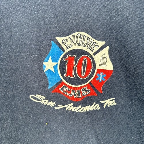 Vintage Hemd Herren groß blau Feuerwehr Motor 10 San Antonio Bibelzitat - Bild 4 von 12