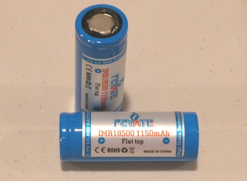 2 pc Feyate IMR 18500 LiMn 1150maH HIGH DRAIN Rechargeable Battery 3.7V Flat top - Picture 2 of 2