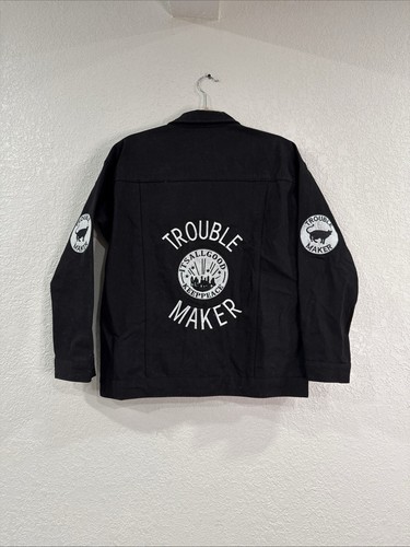 Boohoo Denim Jacket Womens 8 Black Cotton Long Sleeve Denim Pockets Button Up