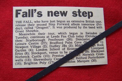 THE FALL UK TOUR GIG  DATES 1979 ORIGINAL VINTAGE CLIPPING MARK E SMITH