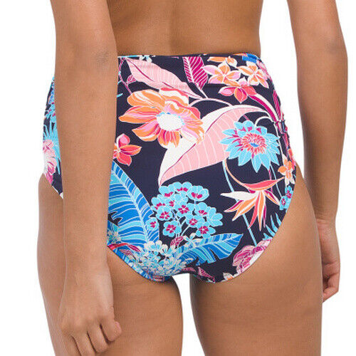 PROFILE BY GOTTEX Bohemian Gypsy Navy Floral High Rise Brief Swim Bottom 12 NEW - Picture 2 of 4