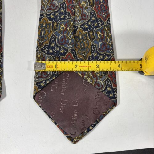 Christian Dior Monsieur Vintage 100% Silk Neck Men's Tie Floral Italian Made USA - Picture 4 of 4