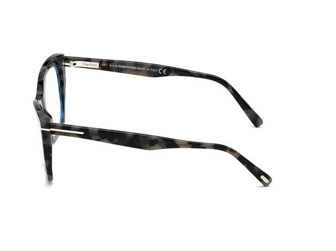 Óculos Tom Ford FT5709B 056 cinza escuro brilhante Havana azul bloco olho de gato - Imagem 2 de 4