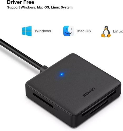 Memory Card Reader 4 in 1 USB 3.0 and USB-C to SD Micro SD MS CF Card Reader - Picture 8 of 9