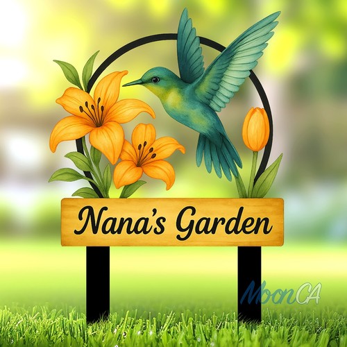 Individuelles Kolibri Metall Gartenschild, Vogel mit Pfählen Gartendeko Muttertag - Bild 3 von 9