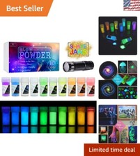 10 Vibrant Glow-in-the-Dark Pigment Powders with UV Lamp - DIY Craft Essentials