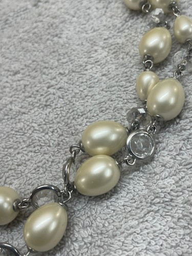 Talbots Pair of Long Necklace Clear Pink and Pearl Silver colors see pics - Picture 15 of 19