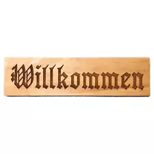 Willkommen German Bavarian Welcome SIGN Plaque ENGRAVED Wooden Home Decor Family