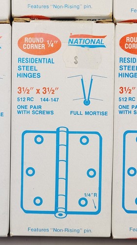 (10 pair lot) National Steel Door Hinges Primed 3.5 USA Old Stock w Screws 512RC - Picture 8 of 13