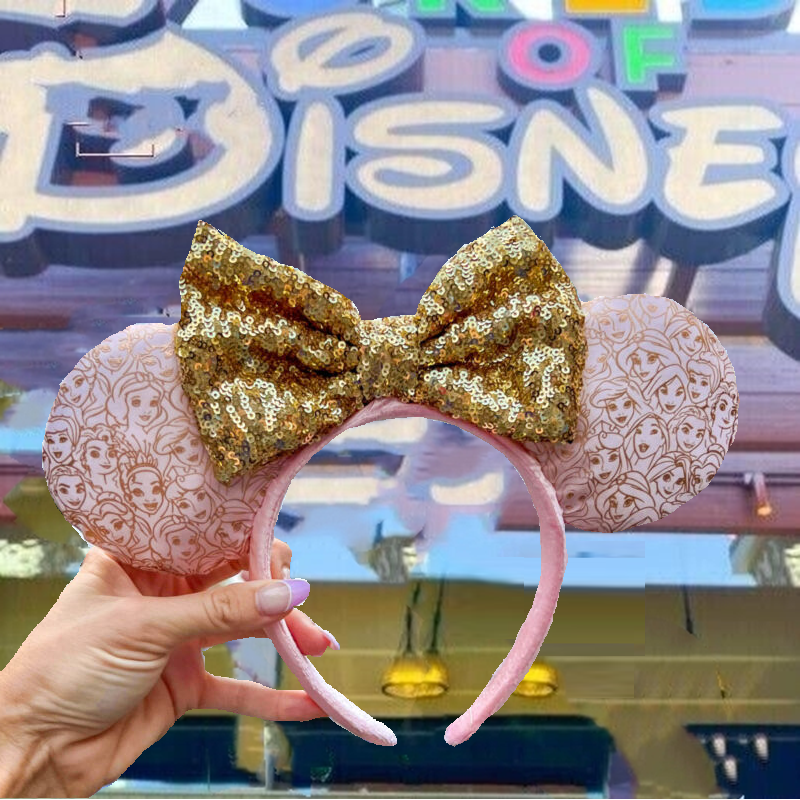 Disney Parks Princess Minnie Mouse Ears Pink & Gold Headband  display picture 2