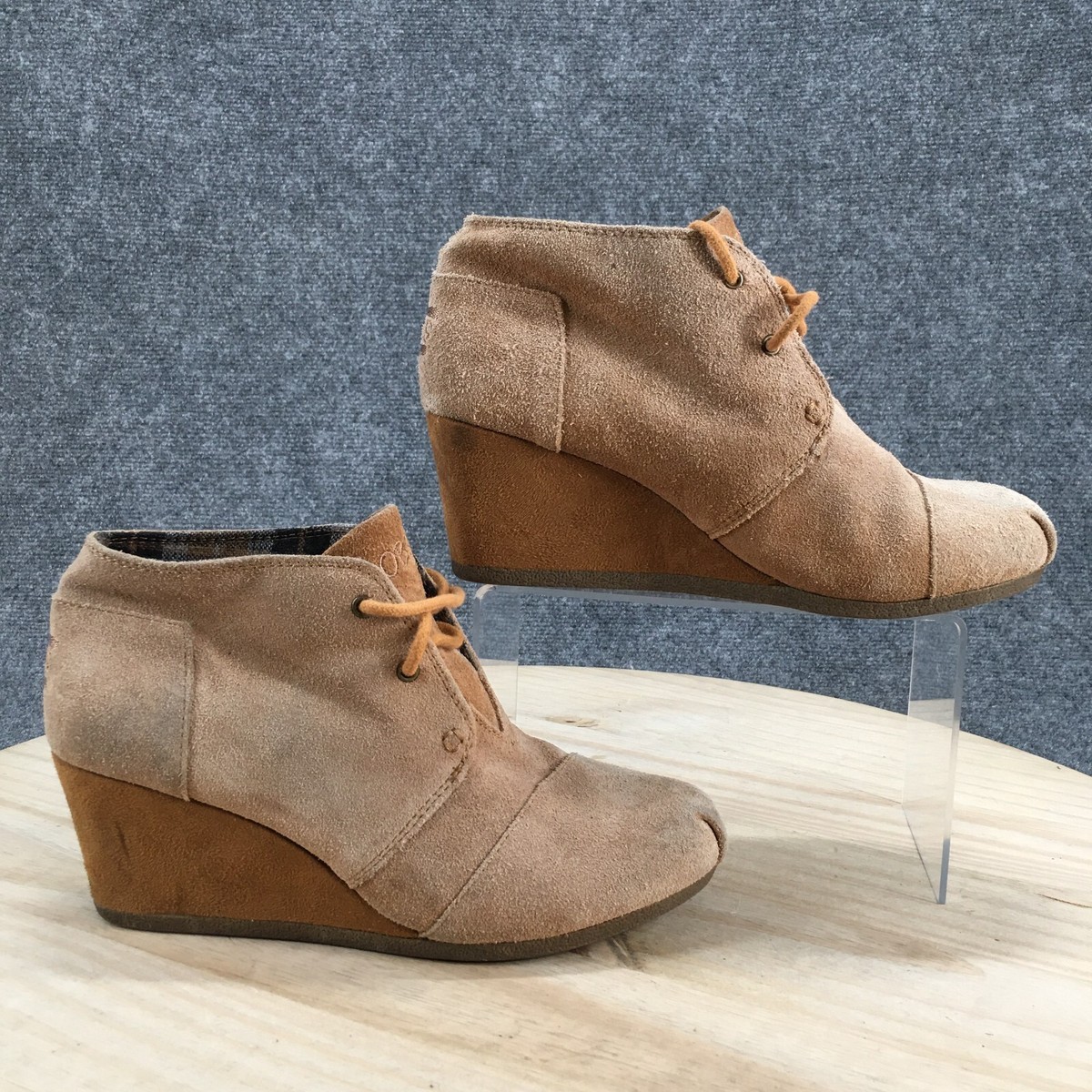 Skechers BOBS Boots Womens Lace Up Wedge Ankle Bootie 34285