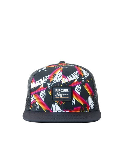 GORRA DE CAMIONERO DE MALLA RIP CURL PARA HOMBRE HOFFMAN NEGRA PICO PLANO SNAPBACK GORRA DE BÉISBOL W24 - Imagen 2 de 4