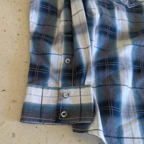 Rafter C Cowboy Collection Pearl Snap Long Sleeve Blue Gray Shirt Men's L - Picture 7 of 11
