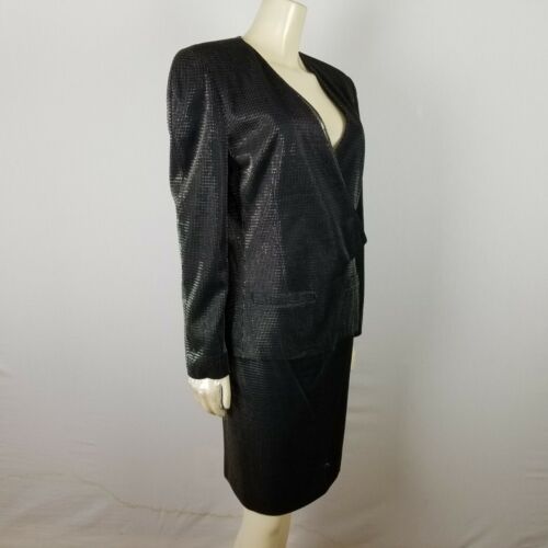 Abito Krizia Vintage Nero e Argento Metallizzato Cocktail Sera Gonna Tg 42 Tg 6 - Foto 2 di 9