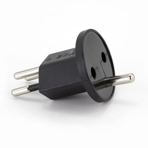 1 Stück Schuko-Stecker auf Schweiz-Stecker zum untrennbaren verbinden schwarz - Bild 7 von 9