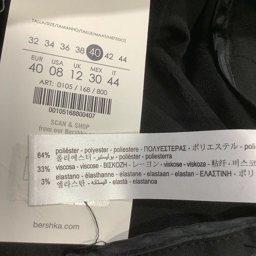 Bershka Womens Pleated Regular Fit Stretch Casual Black Wide Leg Pant Size 08 - Bild 6 von 8