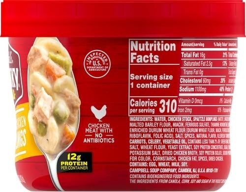 Campbell's Chunky Soup, Creamy Chicken and Dumplings Soup, 15.25 oz Microwavable - Picture 6 of 7