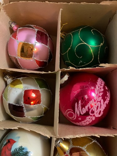 6 adornos navideños vintage grandes de 3 '' algunos brillantes brite - Imagen 2 de 3