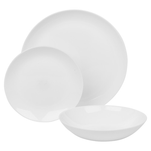 12/24pc White Opal Glass Dinner Set Plates Soup Bowls Dinnerware Service for 4 8 - Picture 4 of 10