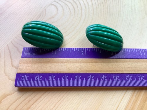 Pendientes llamativos vintage años 80 perforados verde melón acrílico nueva ola centro comercial niña - Imagen 9 de 13