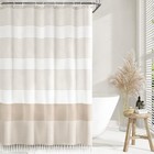 Awellife Boho Beige Shower Curtain  Tassel 54 X 72 Inches includes shower  rings