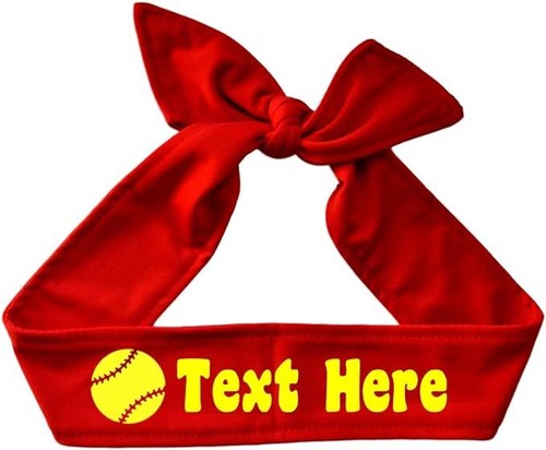 Softball Tie Back Sport Headband Personalized in VINYL Text Quantity Discounts - Picture 11 of 30