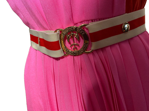 Juicy Couture Dress Women Extra Small Pleated Silk Pink Red with Belt Size 4/6 - Picture 3 of 14