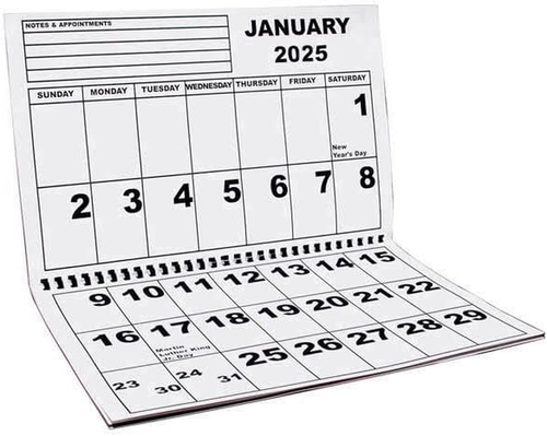 Jumbo Large Print Wall Calendar 2025 - Low Vision