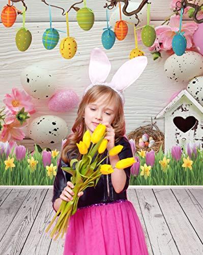 Easter Backdrop 6x8ft Vinyl Spring Flowers Eggs Wood Floor Background for Chi... - Picture 5 of 8