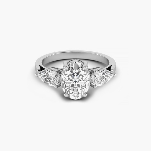 IGI Certified 3 Ct Lab Grown Diamond Three Stone Engagement Wedding Ring 14K - Picture 2 of 4