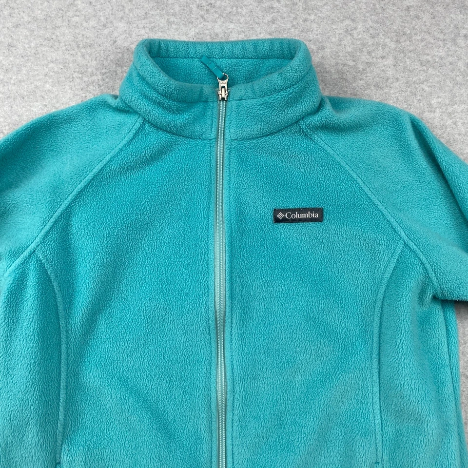 Suéter Columbia zíper completo meninas XL 18-20 jovens azul lã bolsos manga longa - Imagem 2 de 4