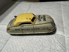   50s Marx  Safe Driving School  Tin Friction Car 305 Work Yellow Top FREE SHIP