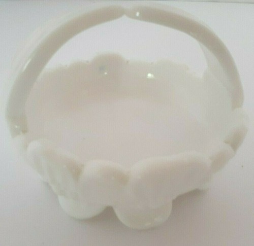 Westmoreland Pansy Milk Glass Basket 4 1/2"  - Picture 1 of 4