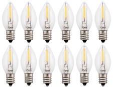 12 LED Replacement Light Bulbs for Night Lights C7 Base, 0.7w, 120v